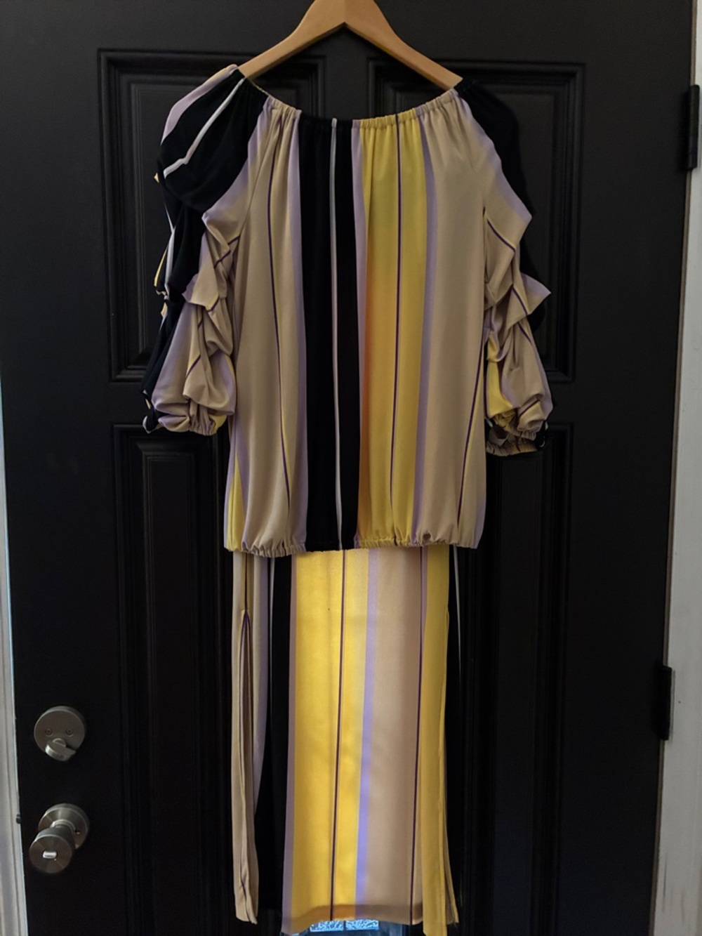 Coco Bianco Striped Ensemble Yellow, Black & Cream